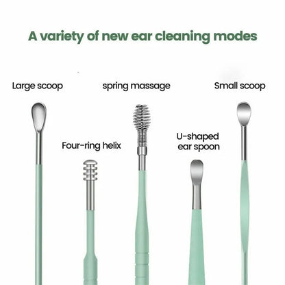 Ear Wax Cleaning Tool Kit – 6 Pcs Stainless Steel Earpick Set with Leather Pouch