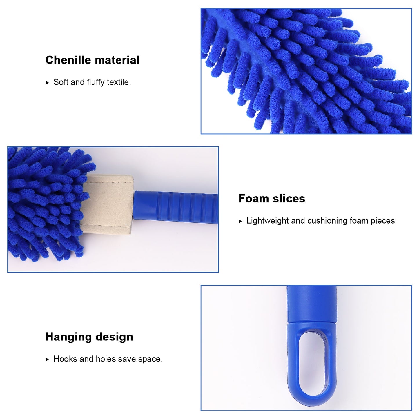 Microfiber Flexible Fan Duster with Telescopic Stainless Steel Handle