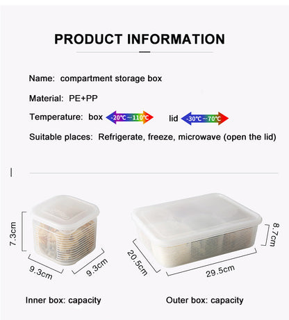 6 Grid Fridge Organizer Vegetable & Fruit Storage Box