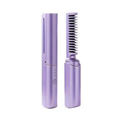 Portable Mini USB Hair Straightener Comb – 2-in-1 Wireless Rechargeable
