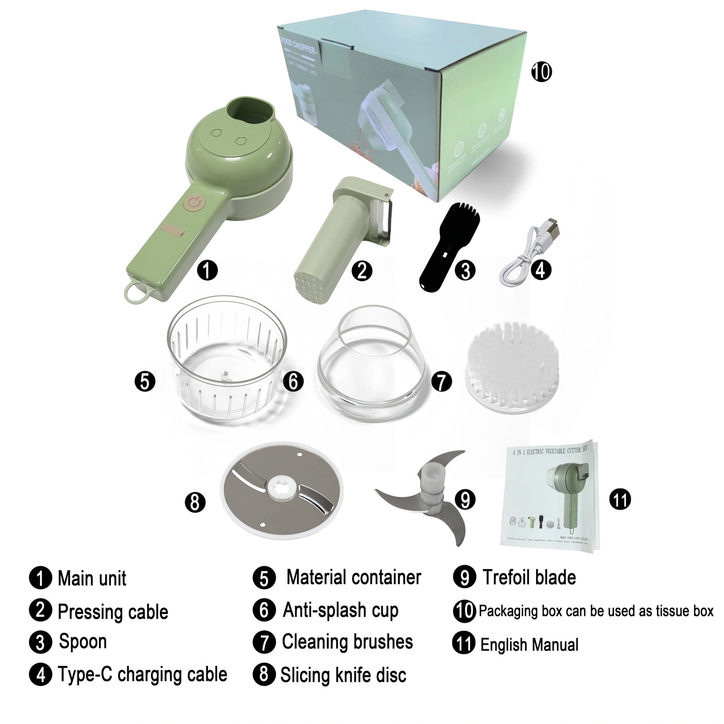 Multifunctional 4-in-1 Handheld Electric Vegetable Cutter Set