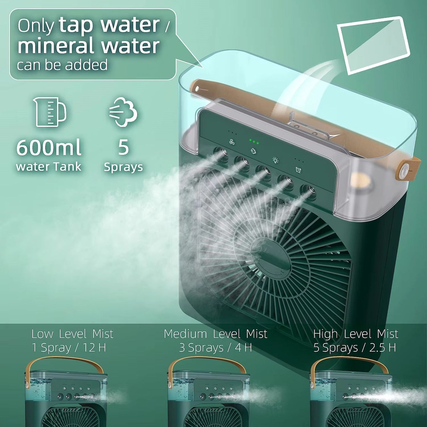 Mini Air Cooler Fan – Cooling Fan with Mist & LED Light
