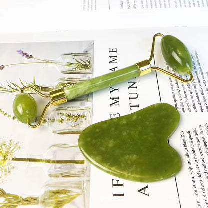 Marble Jade Roller with Gua Sha Stone
